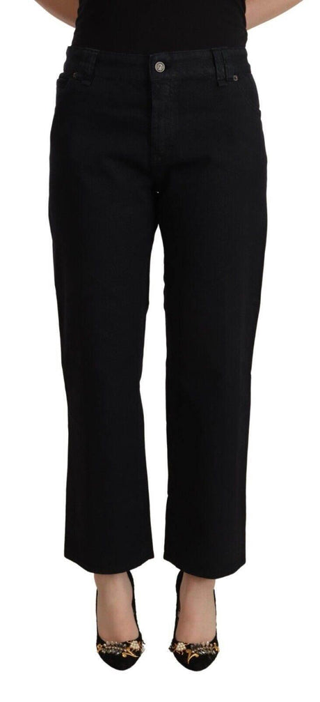 John Galliano Black Cotton Flared Cropped High Waist Denim Jeans - Hilstor