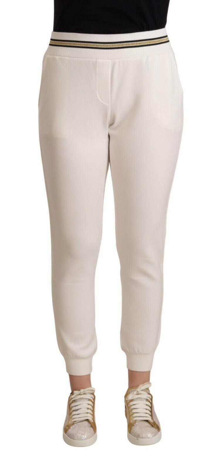 Patrizia Pepe White Polyester Mid Waist Jogger Pants - Hilstor