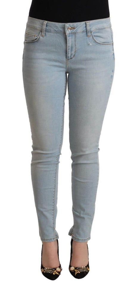 Liu Jo Light Blue Cotton Mid Waist Slim Fit Denim Jeans - Hilstor