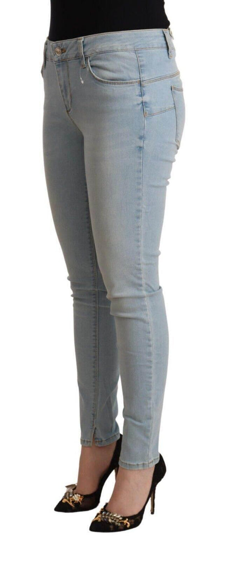 Liu Jo Light Blue Cotton Mid Waist Slim Fit Denim Jeans - Hilstor