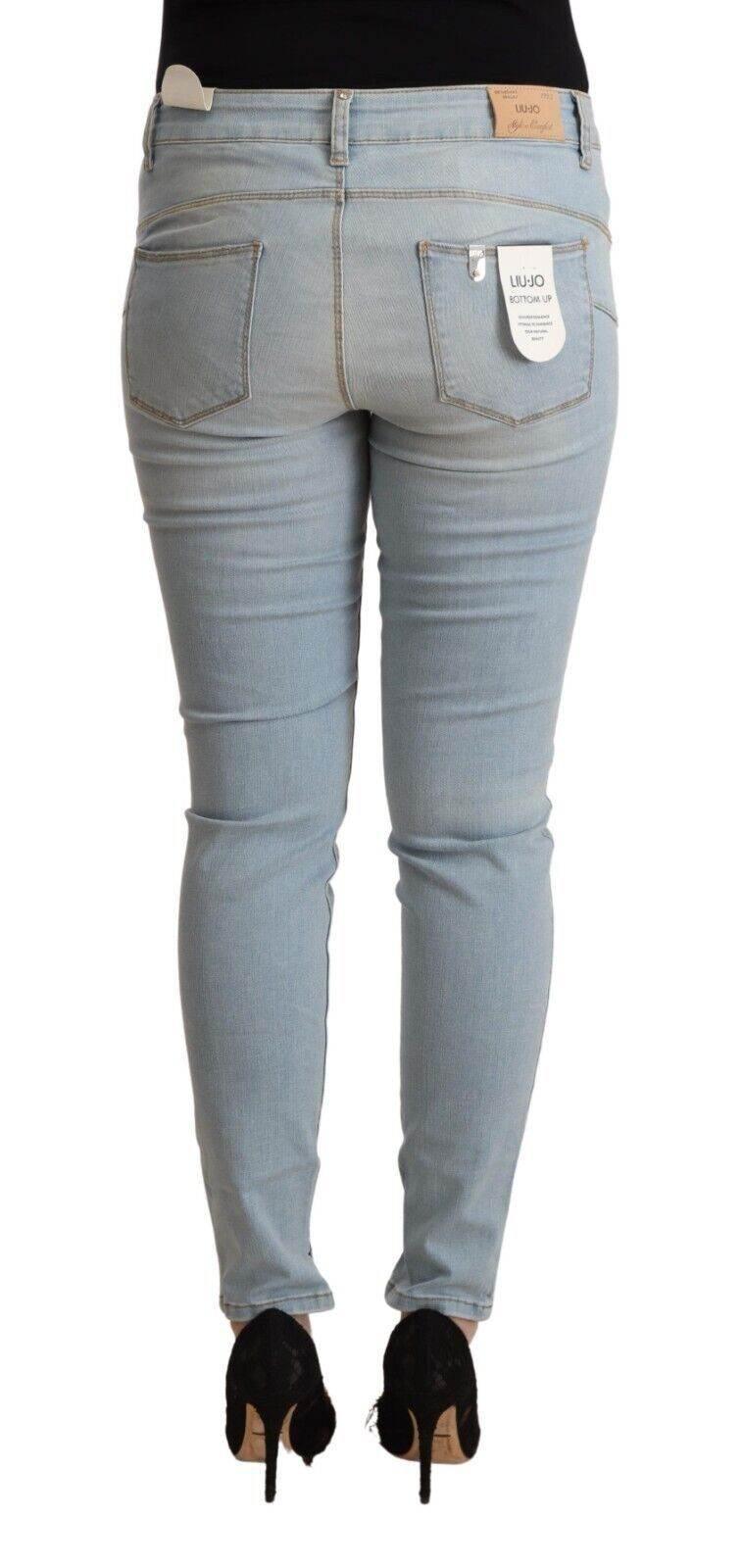 Liu Jo Light Blue Cotton Mid Waist Slim Fit Denim Jeans - Hilstor