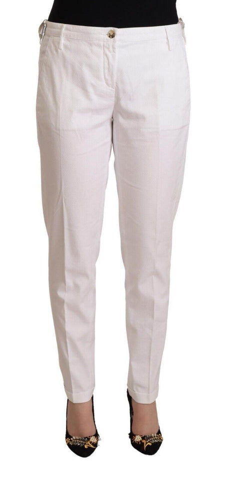 Jacob Cohen White Mid Waist Tapered Birgitte Pants - Hilstor