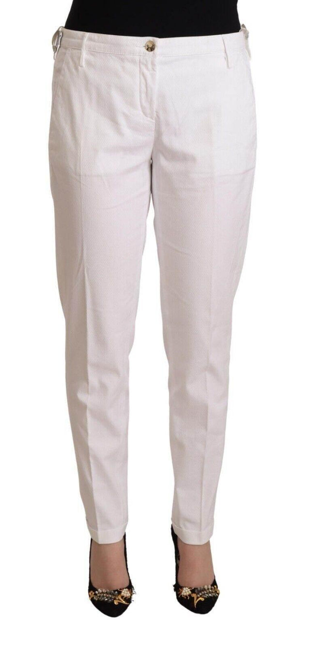 Jacob Cohen White Mid Waist Tapered Birgitte Pants - Hilstor