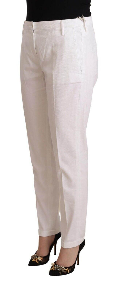 Jacob Cohen White Mid Waist Tapered Birgitte Pants - Hilstor