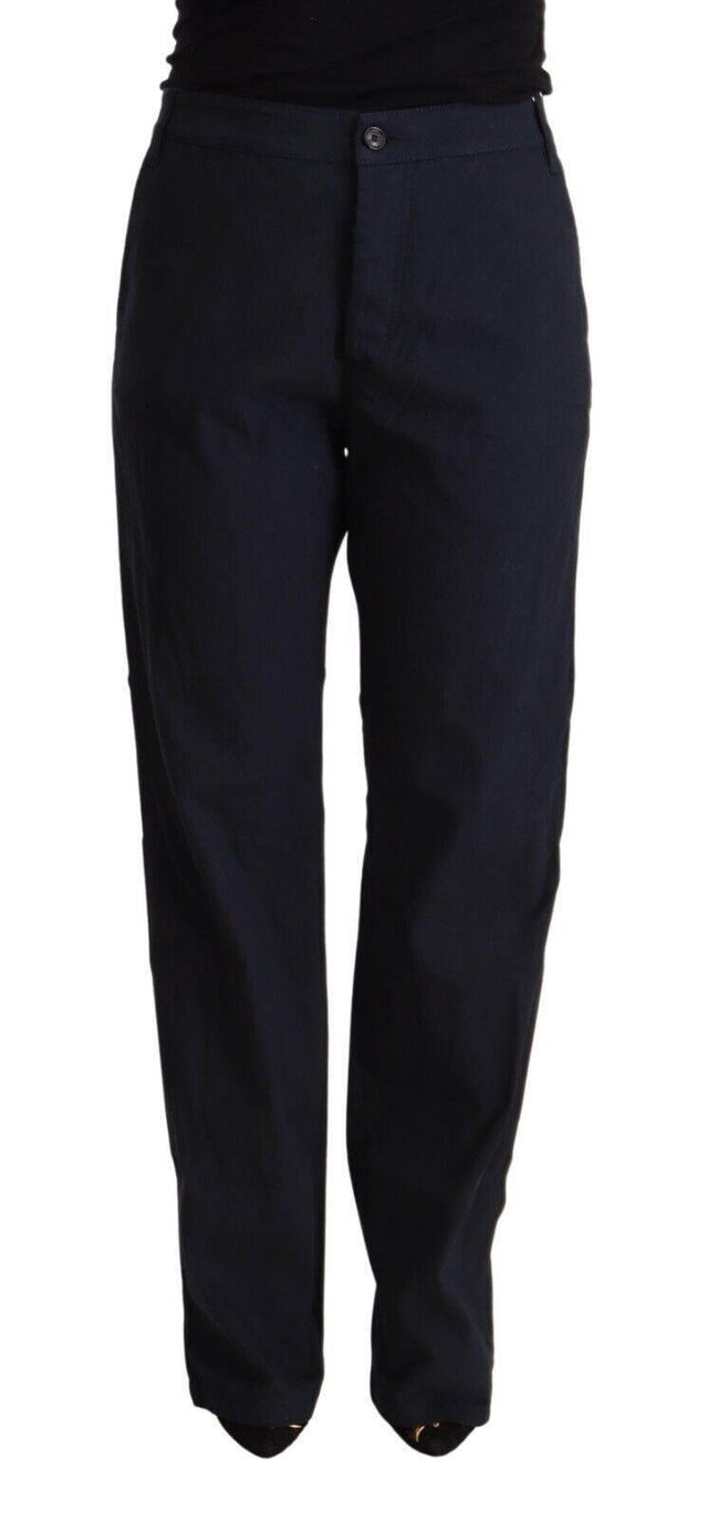 Exte Black High Waist Tapered Cotton Pants - Hilstor