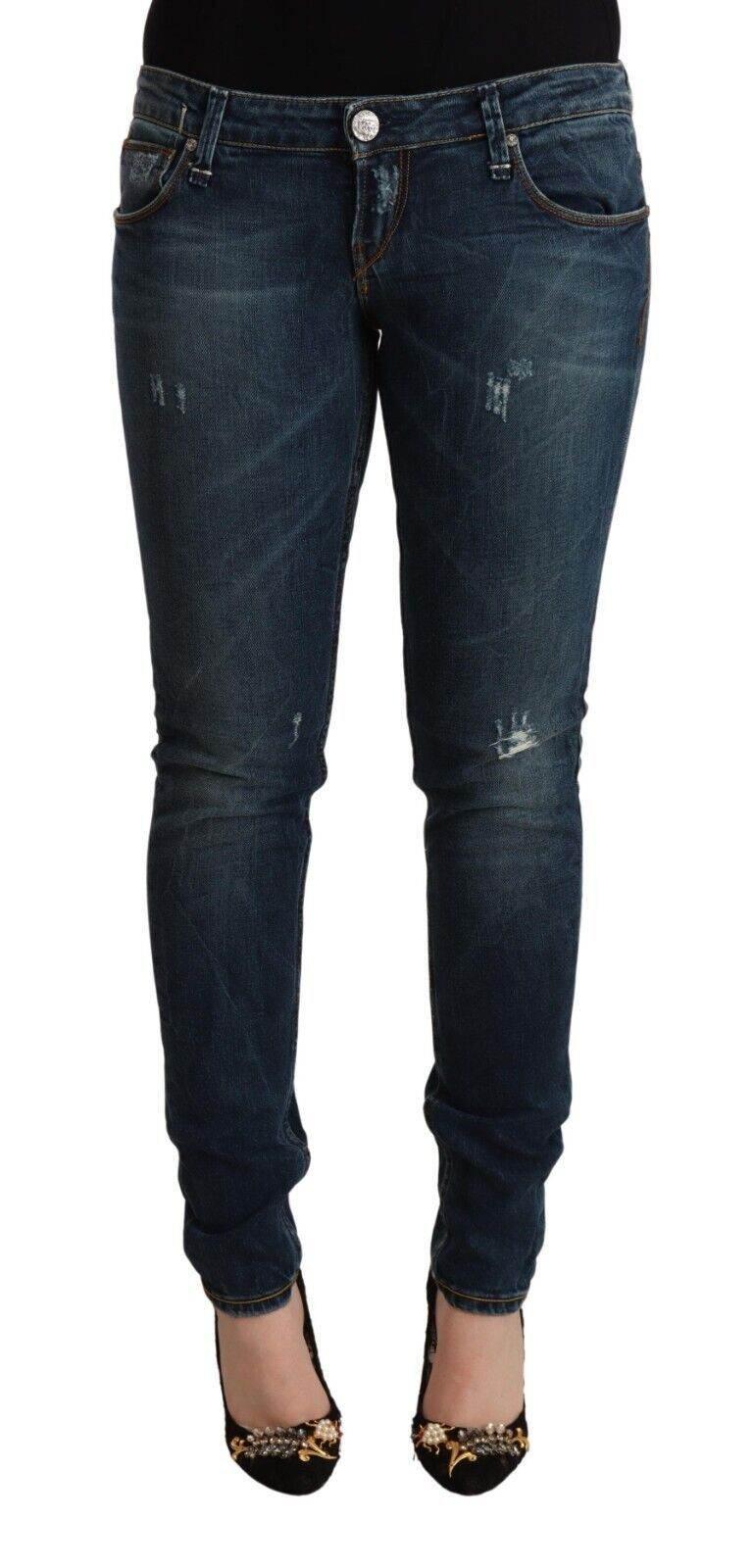 Acht Blue Washed Low Waist Slim Fit Denim Jeans - Hilstor