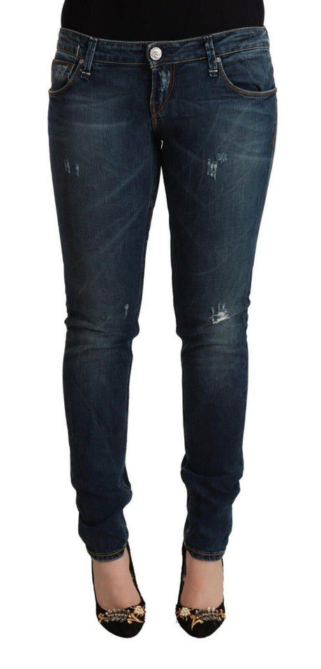 Acht Blue Washed Low Waist Slim Fit Denim Jeans - Hilstor