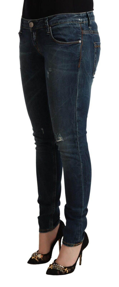 Acht Blue Washed Low Waist Slim Fit Denim Jeans - Hilstor