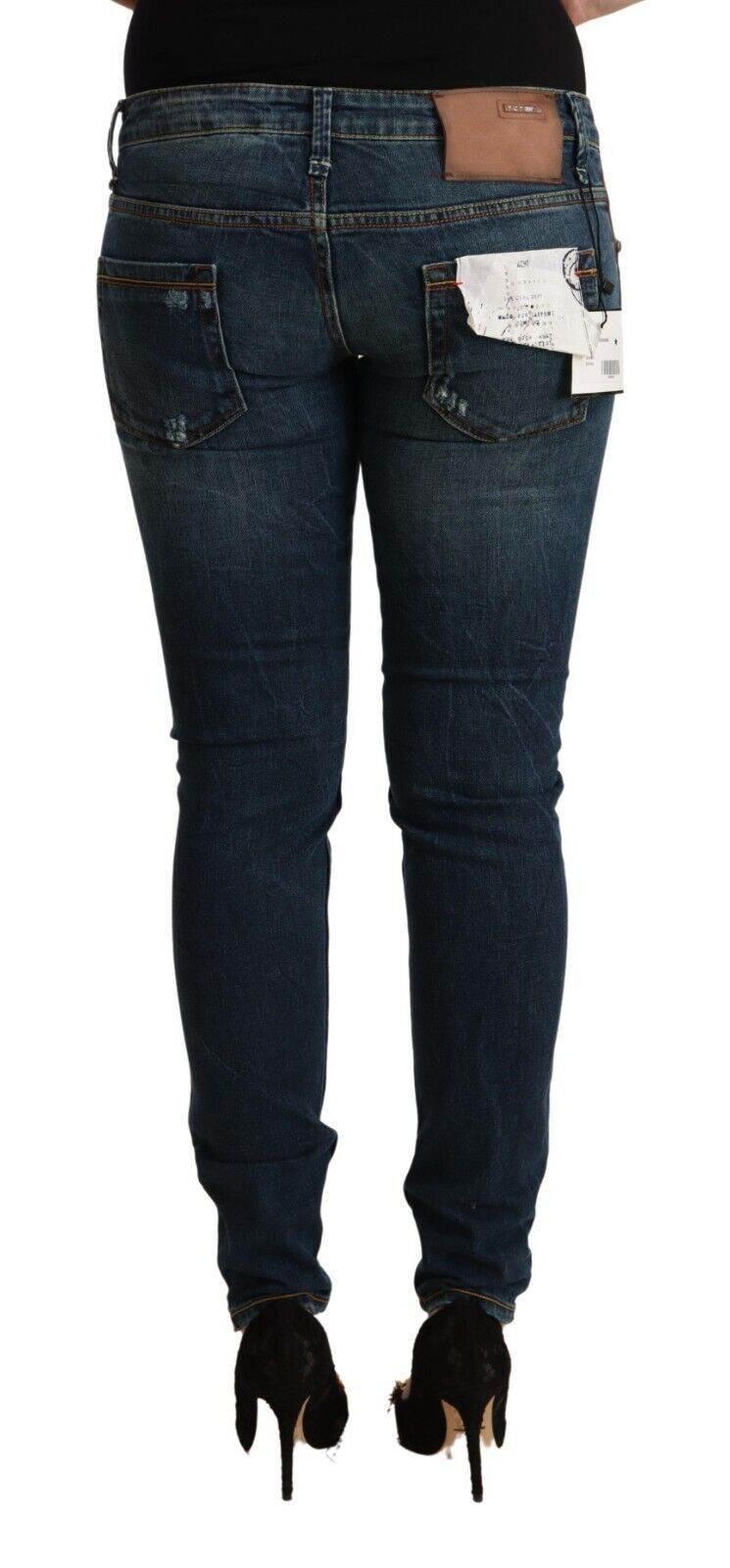 Acht Blue Washed Low Waist Slim Fit Denim Jeans - Hilstor