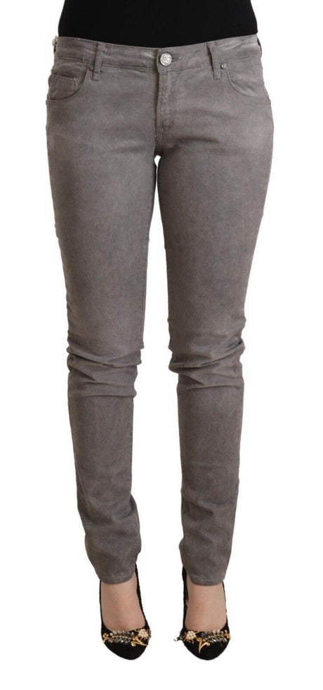 Acht Gray Cotton Low Waist Skinny Push Up Denim Jeans - Hilstor