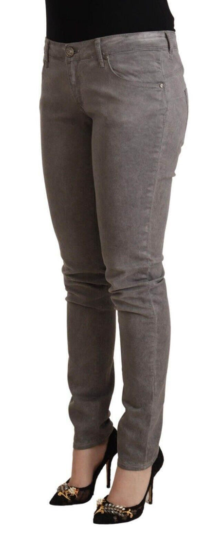 Acht Gray Cotton Low Waist Skinny Push Up Denim Jeans - Hilstor