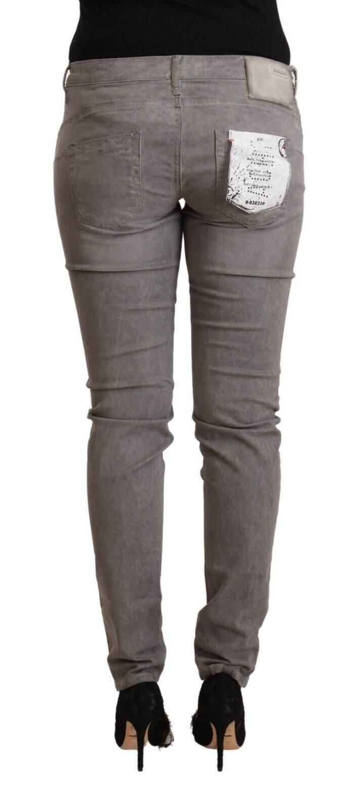 Acht Gray Cotton Low Waist Skinny Push Up Denim Jeans - Hilstor