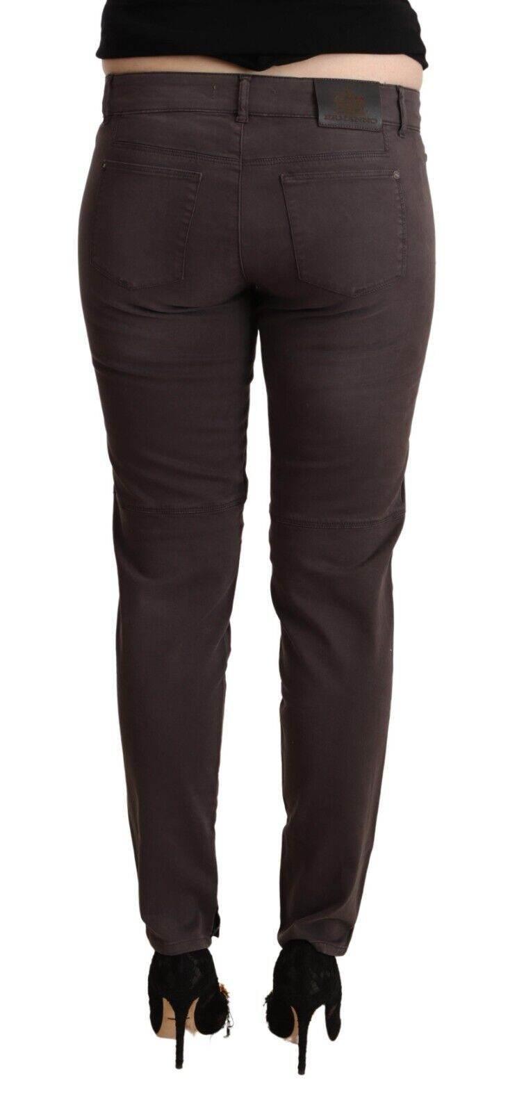 Ermanno Scervino Brown Cotton Low Waist Slim Fit Pants - Hilstor