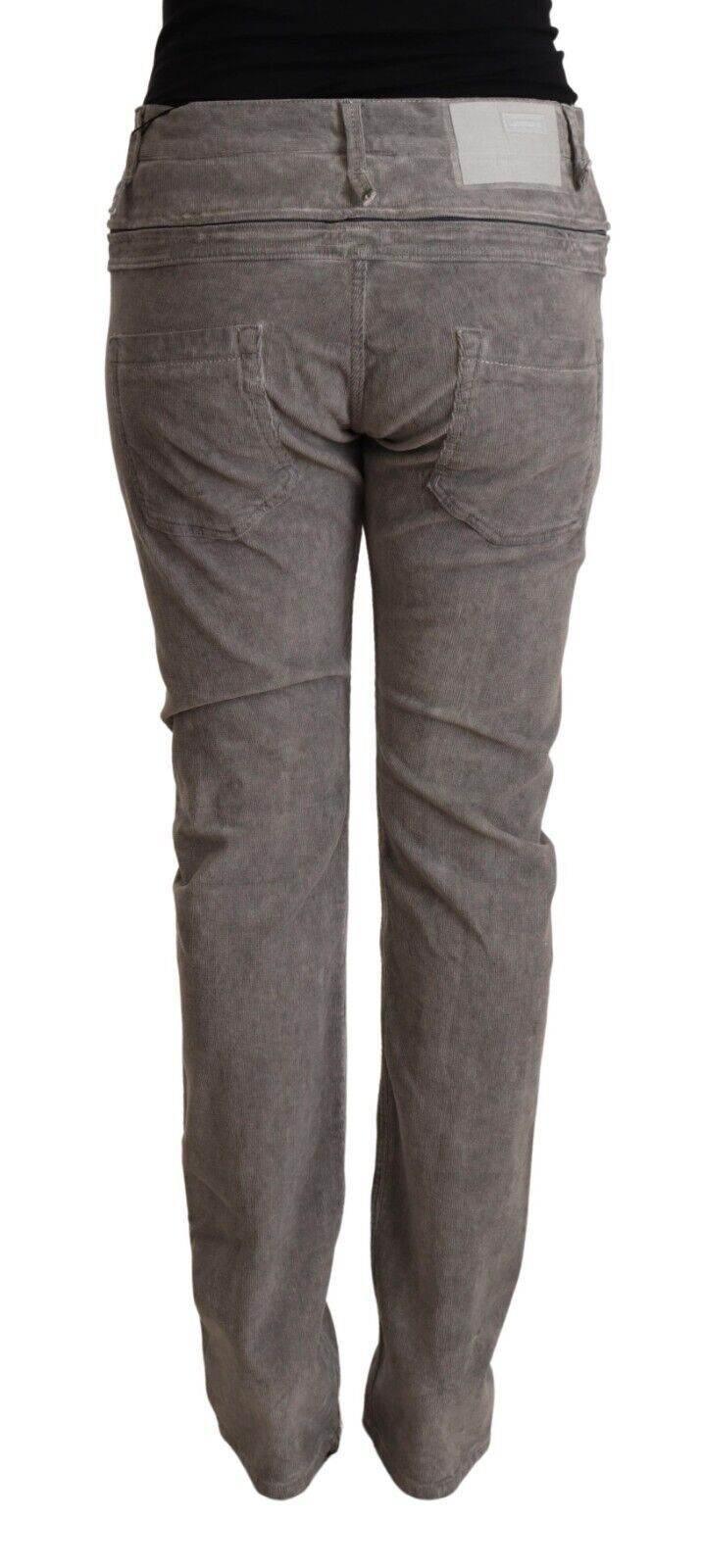Acht Gray Cotton Straight Fit High Waist Pants - Hilstor