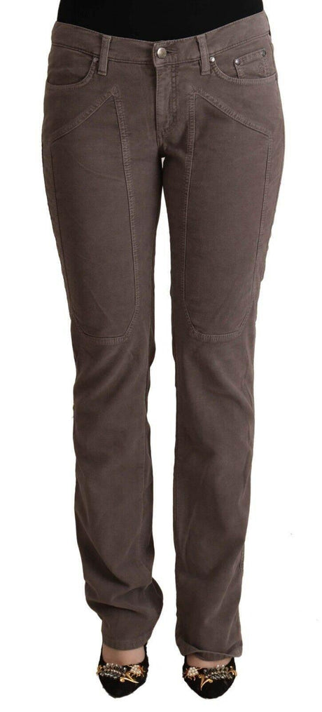 Jeckerson Brown Cotton Low Waist Iconic Patches Leg Denim Jeans - Hilstor