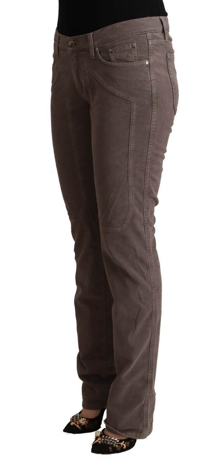 Jeckerson Brown Cotton Low Waist Iconic Patches Leg Denim Jeans - Hilstor