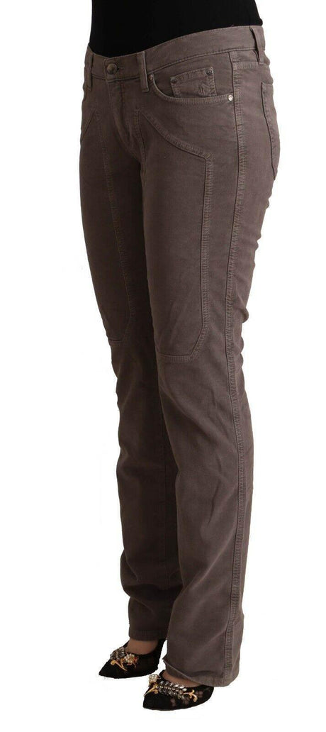 Jeckerson Brown Cotton Low Waist Iconic Patches Leg Denim Jeans - Hilstor