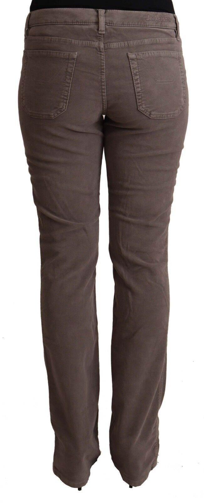 Jeckerson Brown Cotton Low Waist Iconic Patches Leg Denim Jeans - Hilstor