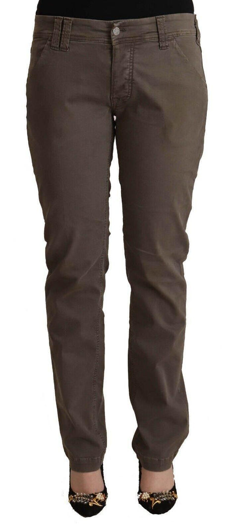 CYCLE Brown Cotton Low Waist Skinny Casual Jeans - Hilstor