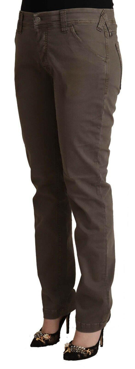CYCLE Brown Cotton Low Waist Skinny Casual Jeans - Hilstor