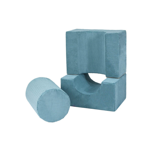 MeowBaby® Aesthetic Shape Set – 3-Element Soft Play Set for Kids, Turquoise Velvet Corduroy, Removable Covers, Made in Europe - Hilstor