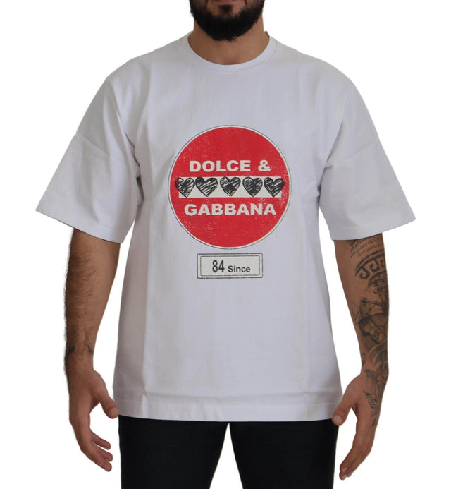 Dolce & Gabbana Chic White Cotton Heart Amor T-shirt - Hilstor