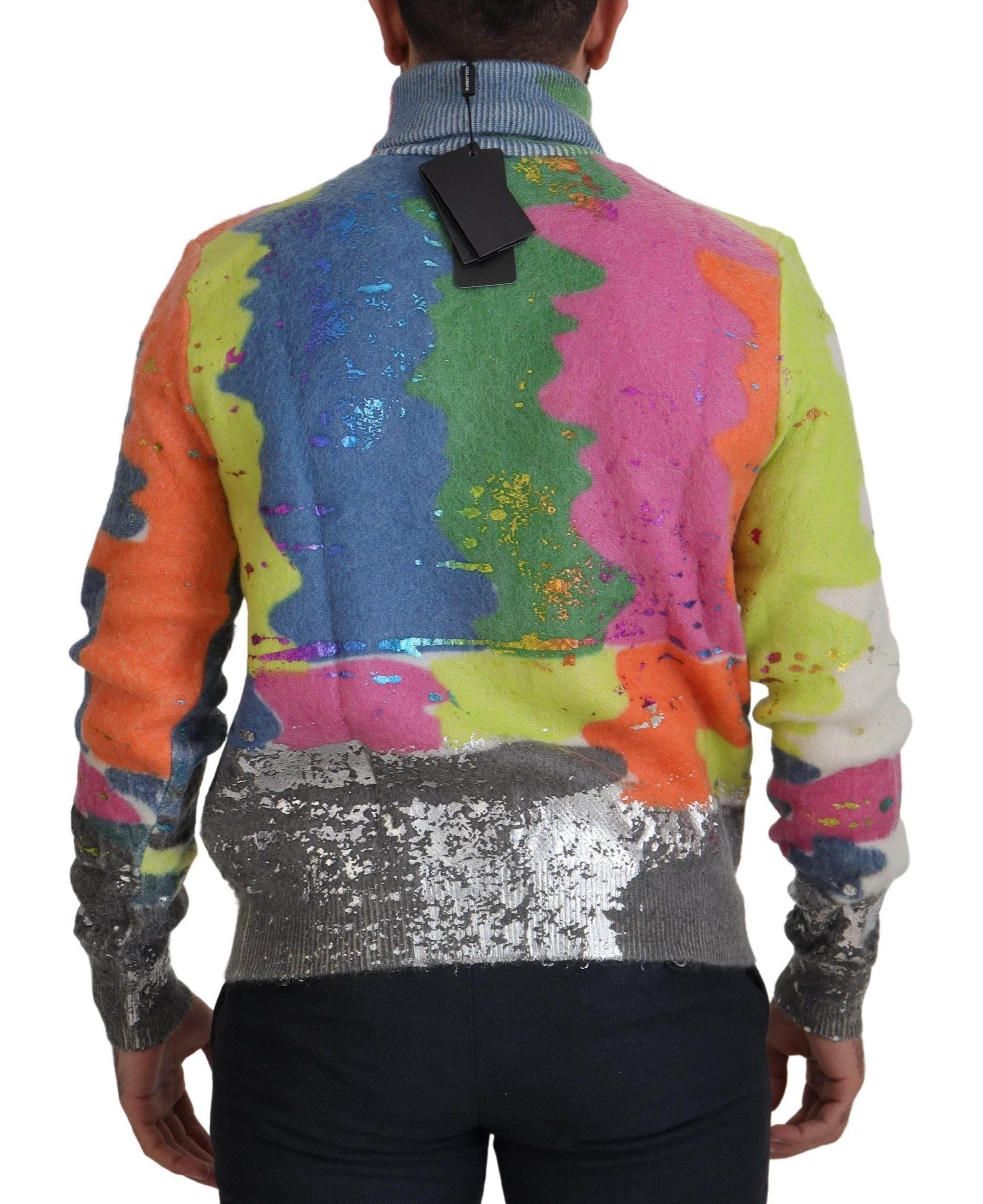 Dolce & Gabbana Multicolor Turtleneck TV Motive Sweater - Hilstor