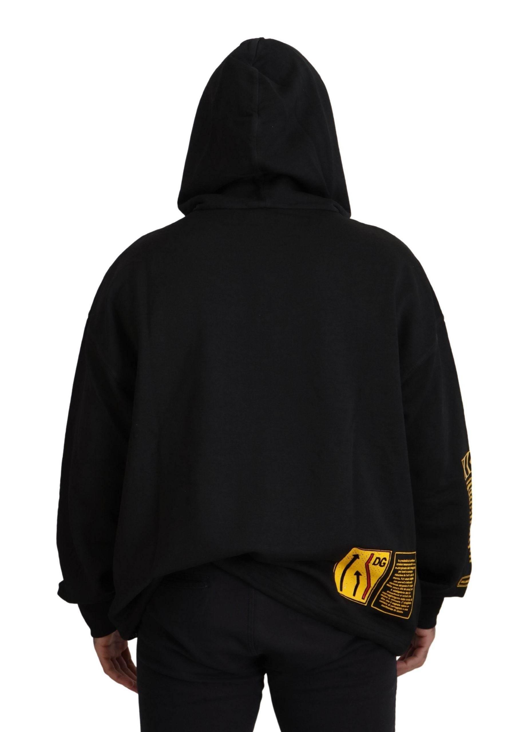 Dolce & Gabbana Black Cotton Hooded DG Shield Pullover Sweater - Hilstor