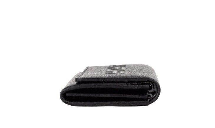 Burberry Porter Black Grained Leather Branded Logo Embossed Clutch Flap Wallet - Hilstor