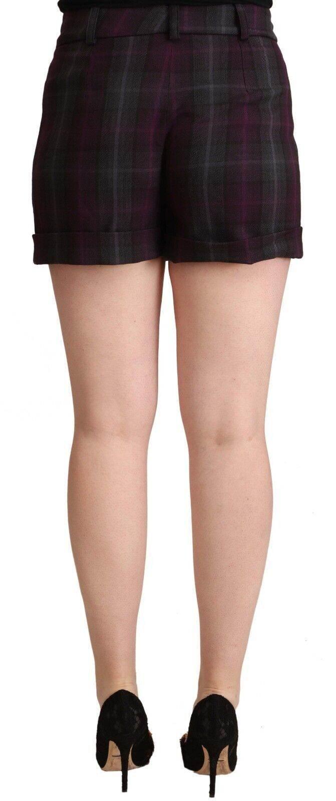 BENCIVENGA Multicolor Checkered Mid Waist Folded Hem Shorts - Hilstor