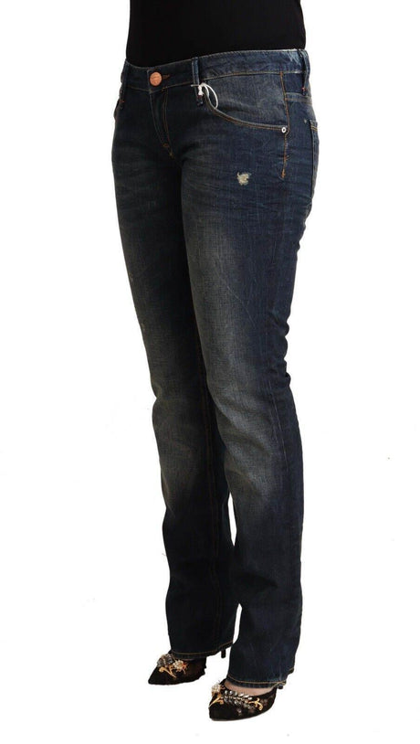 Acht Blue Washed Cotton Low Waist Skinny Denim Jeans - Hilstor