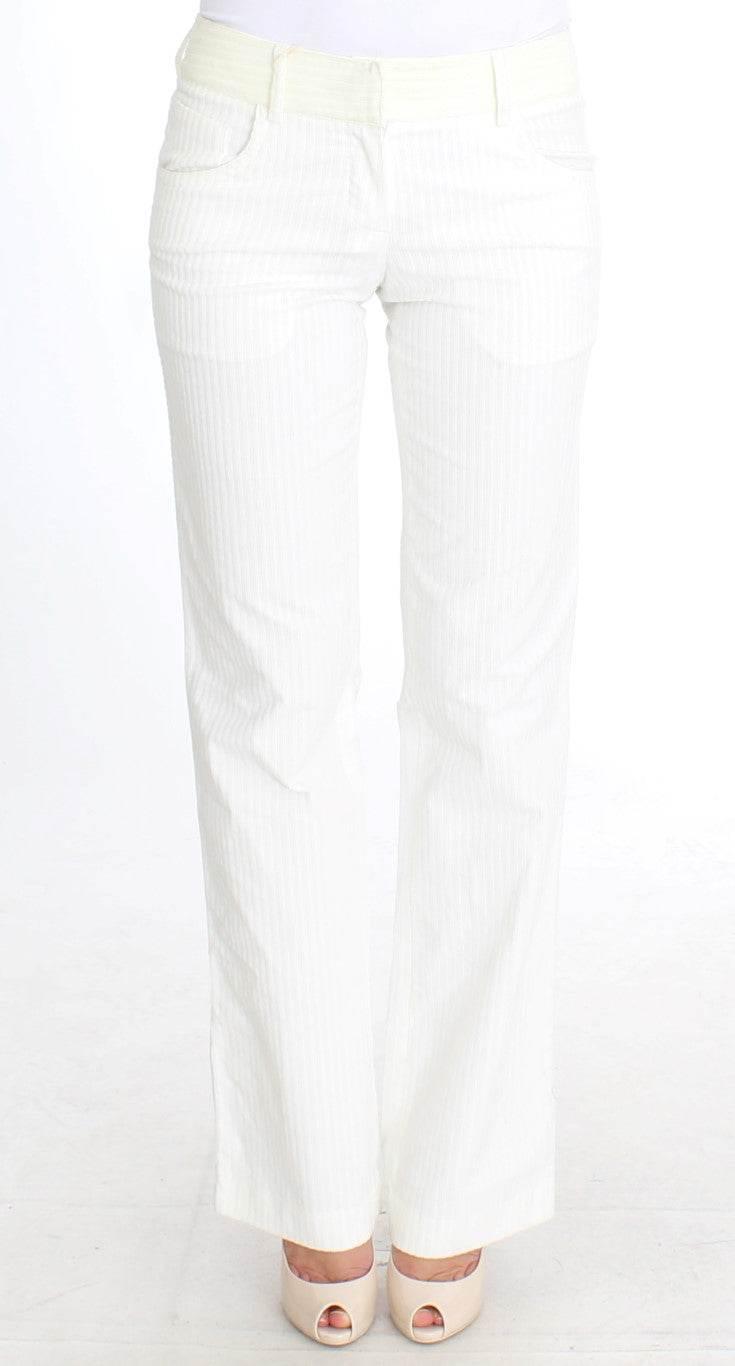 Ermanno Scervino White Striped Straight Fit Pants - Hilstor