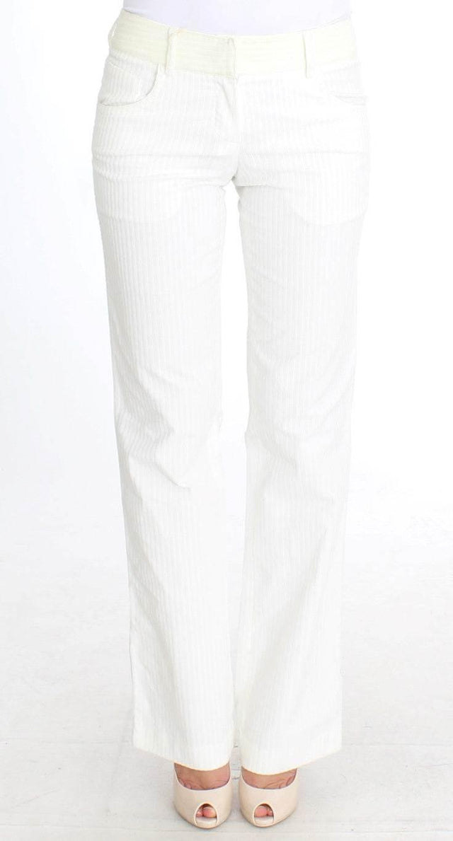 Ermanno Scervino White Striped Straight Fit Pants - Hilstor