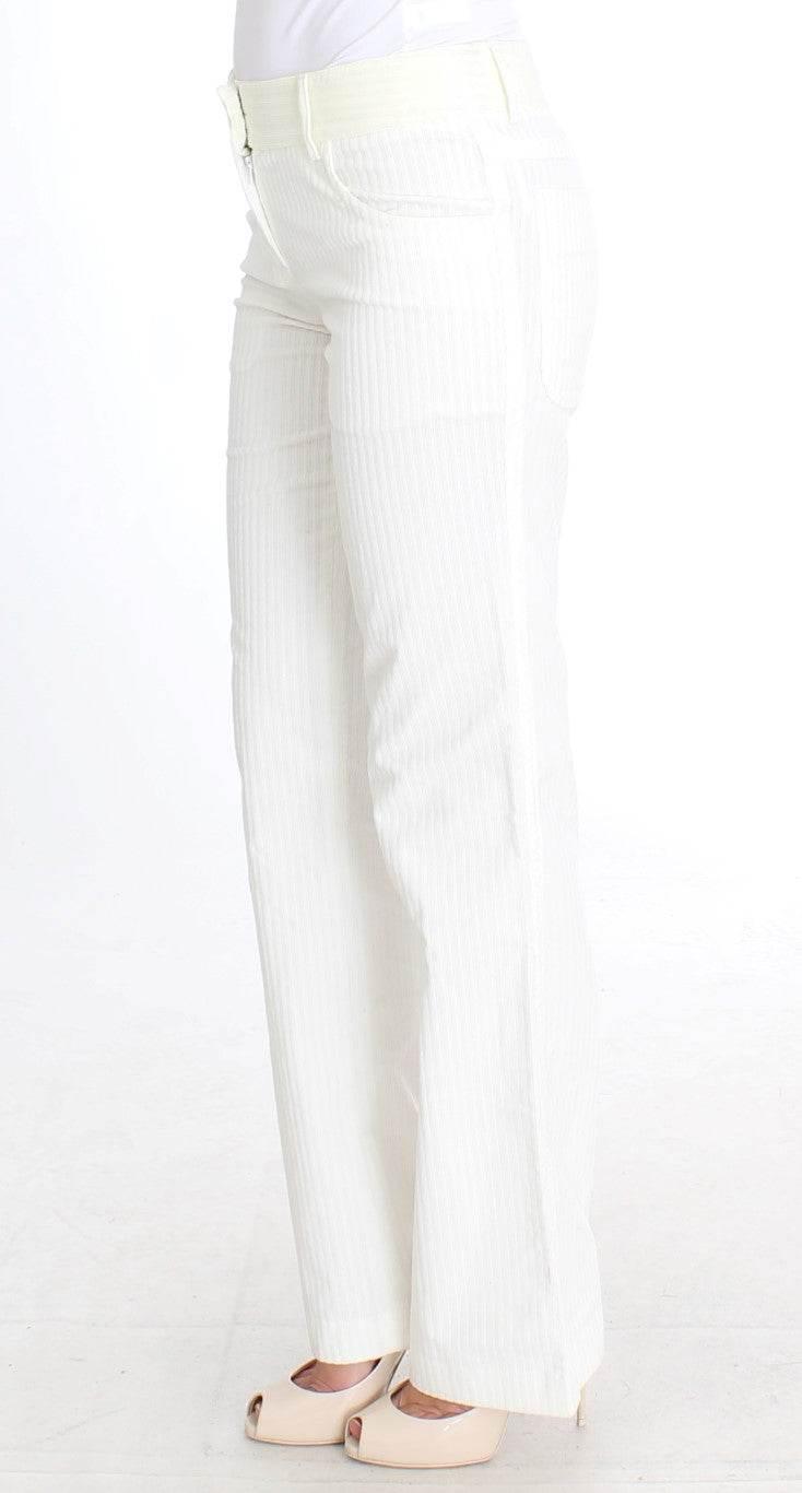 Ermanno Scervino White Striped Straight Fit Pants - Hilstor