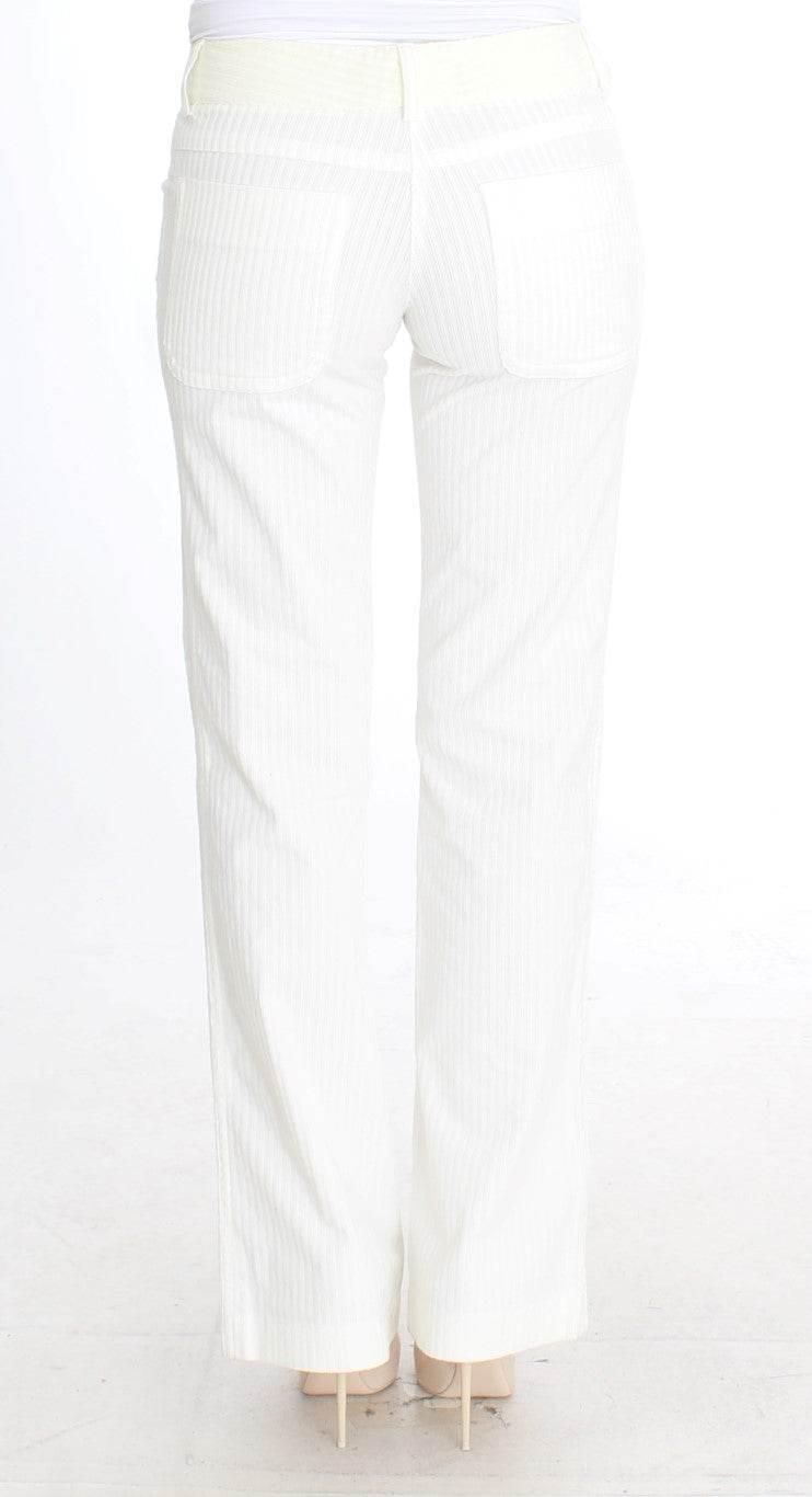 Ermanno Scervino White Striped Straight Fit Pants - Hilstor