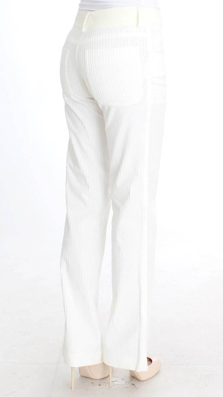 Ermanno Scervino White Striped Straight Fit Pants - Hilstor