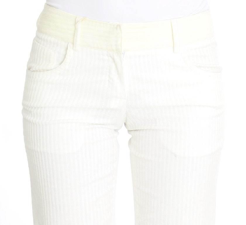 Ermanno Scervino White Striped Straight Fit Pants - Hilstor