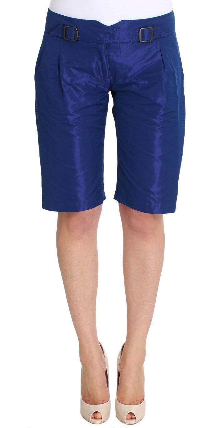 Ermanno Scervino Chic Blue Mid Waist Shorts - Hilstor