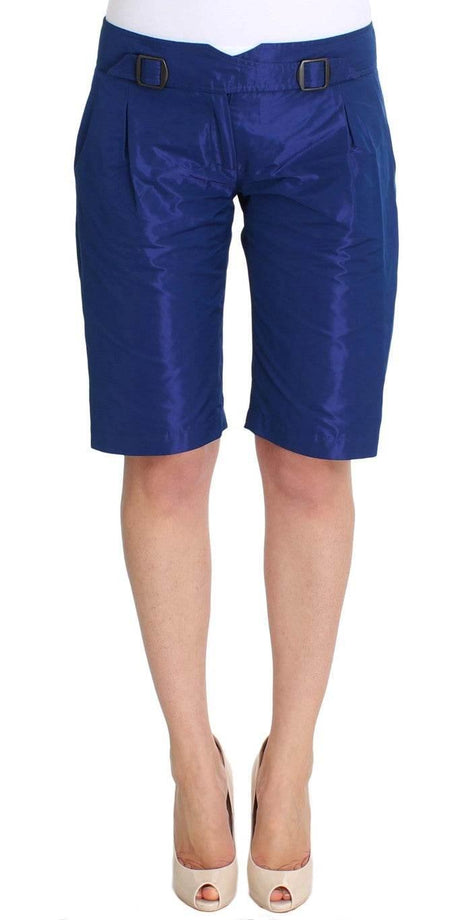 Ermanno Scervino Chic Blue Mid Waist Shorts - Hilstor