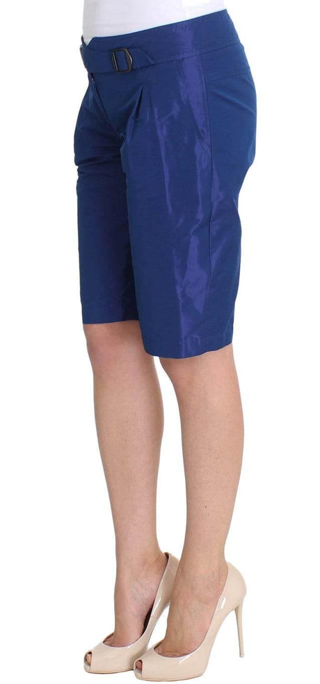 Ermanno Scervino Chic Blue Mid Waist Shorts - Hilstor