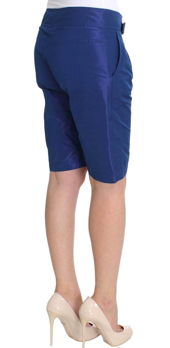 Ermanno Scervino Chic Blue Mid Waist Shorts - Hilstor