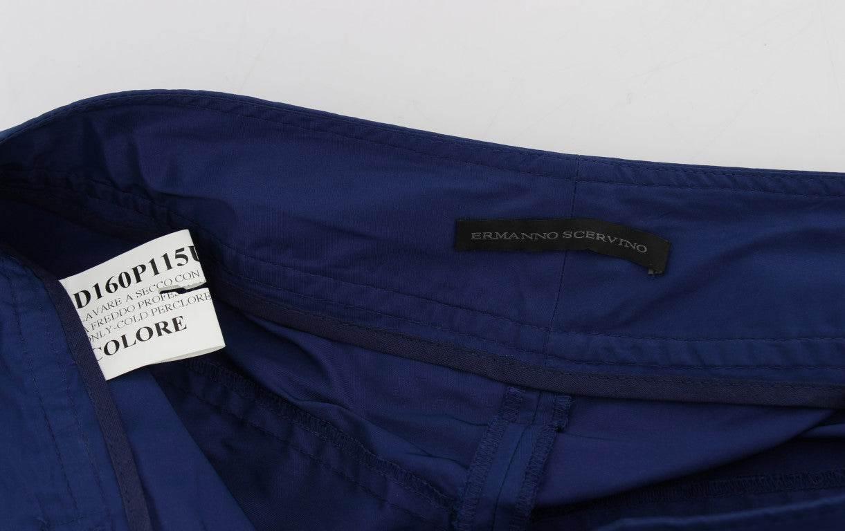 Ermanno Scervino Chic Blue Mid Waist Shorts - Hilstor