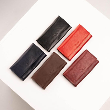 Women’s Leather Wallet 28-12 with Mirror – Handmade in Europe, Natural Leather, 12 Card Slots & Metal-Framed Coin Pocket, 2-Year Warranty - Hilstor