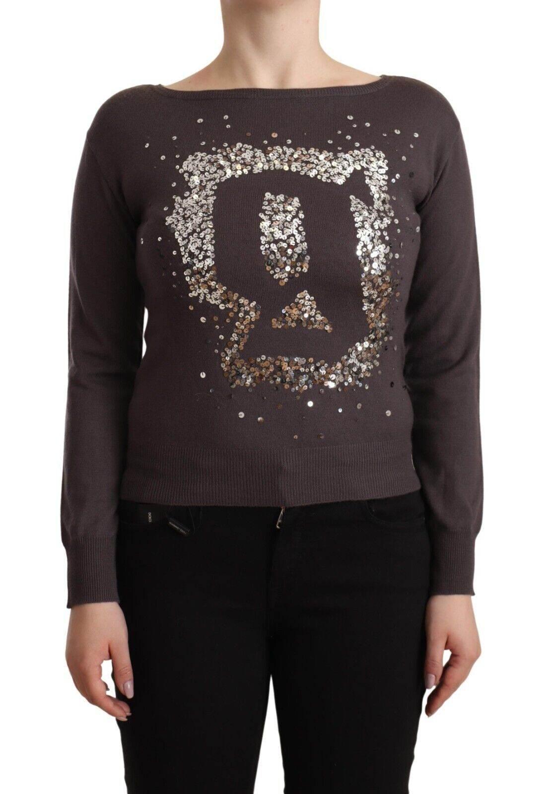 John Galliano Brown Wool Sequined Long Sleeves Pullover Sweater - Hilstor
