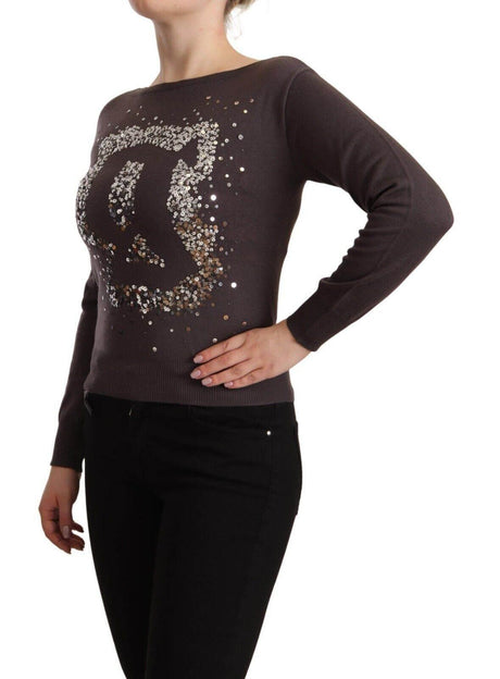 John Galliano Brown Wool Sequined Long Sleeves Pullover Sweater - Hilstor