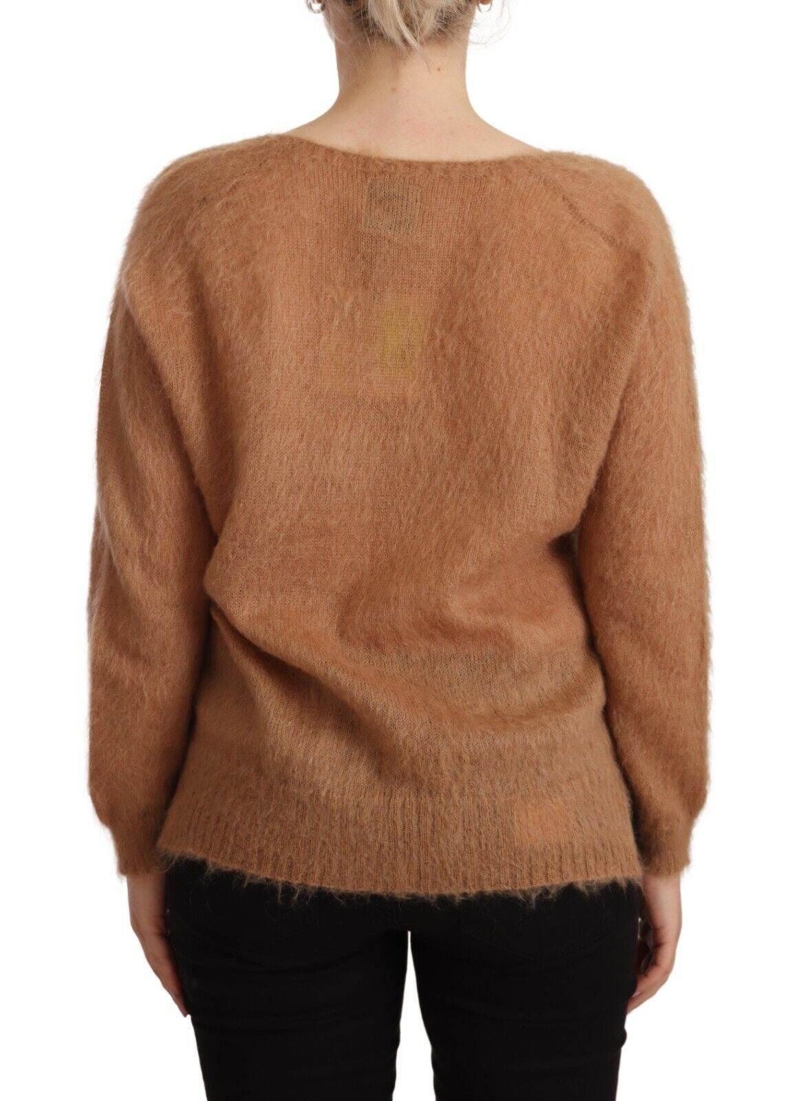 PINK MEMORIES Brown Cardigan V-Neck Long Sleeve Sweater - Hilstor