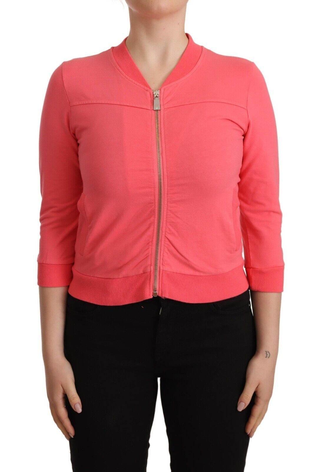 Blumarine Pink 3/4 Sleeve Zip Embellished Sweater - Hilstor