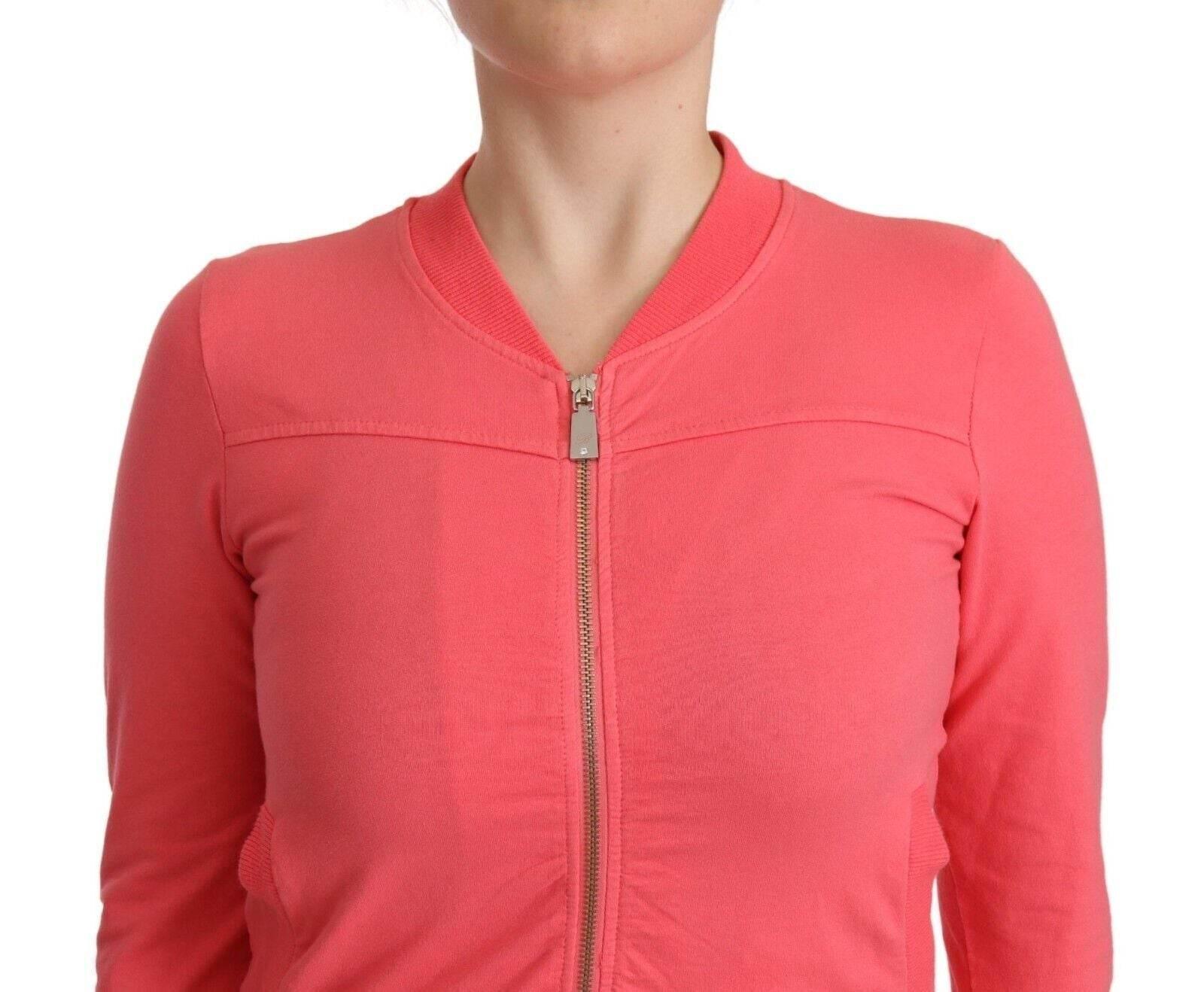 Blumarine Pink 3/4 Sleeve Zip Embellished Sweater - Hilstor