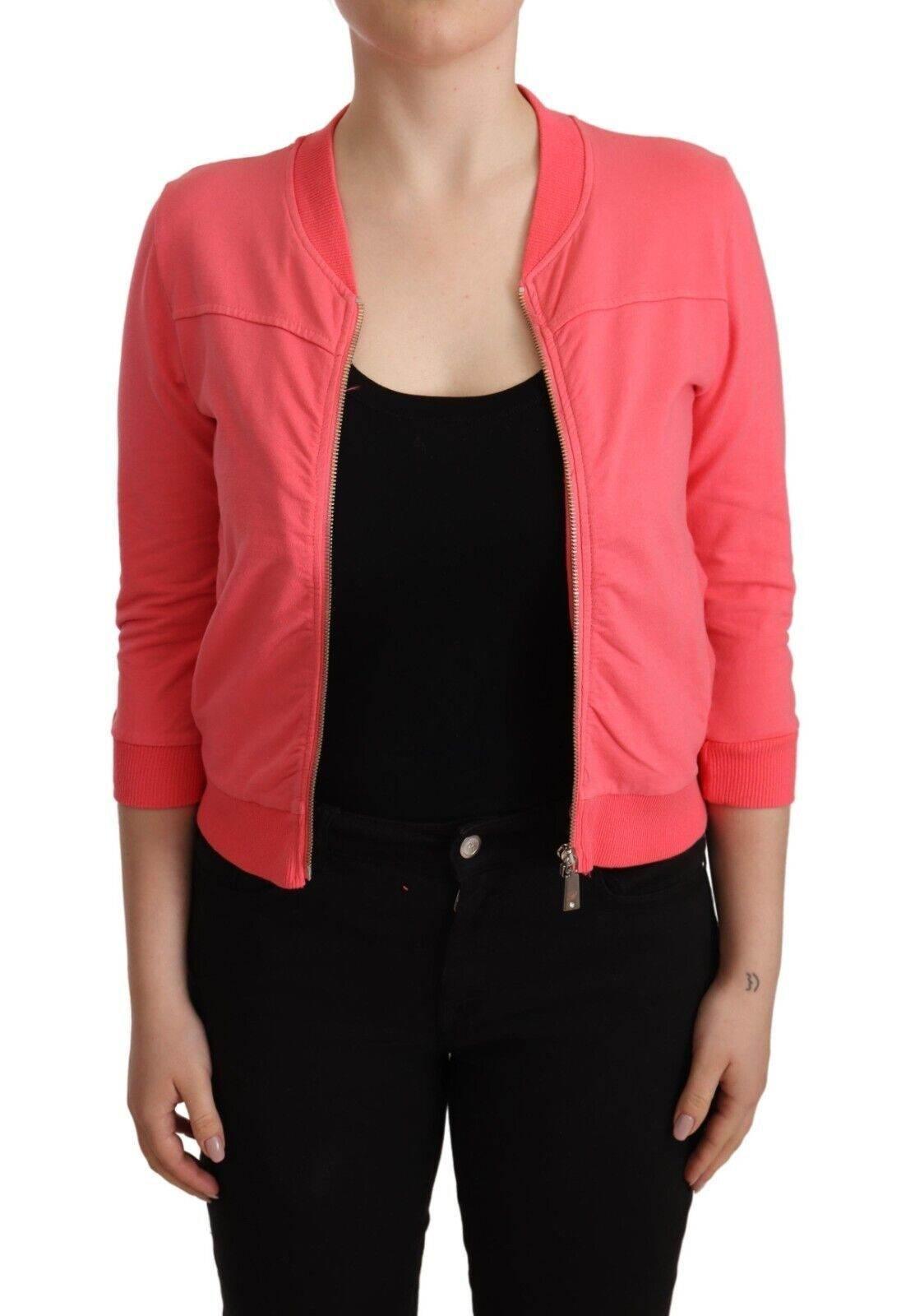 Blumarine Pink 3/4 Sleeve Zip Embellished Sweater - Hilstor