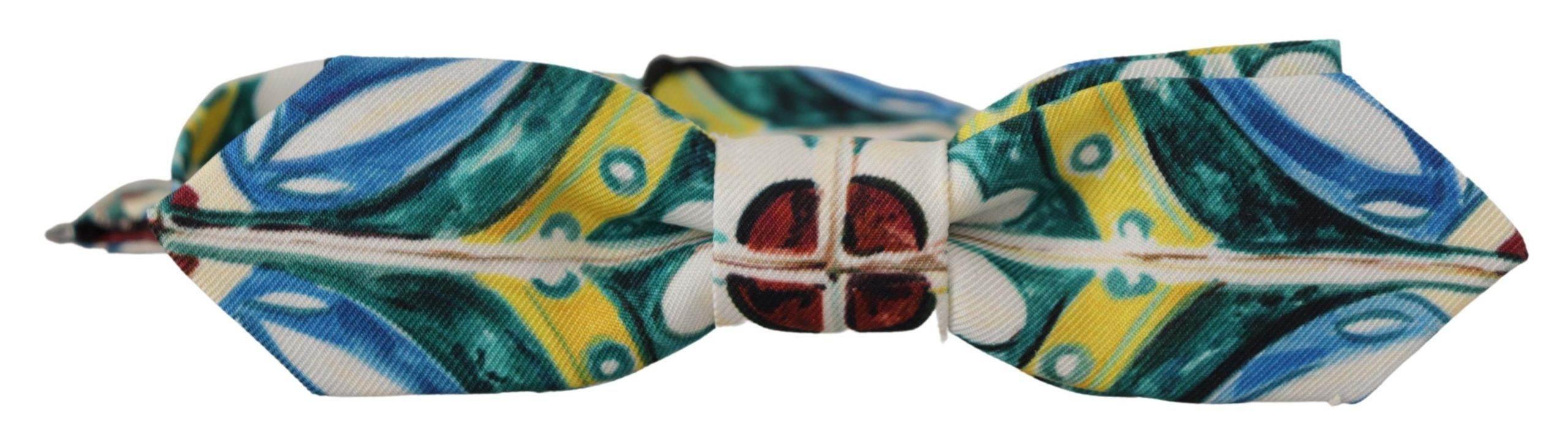 Dolce & Gabbana Elegant Silk Majolica Print Bow Tie - Hilstor